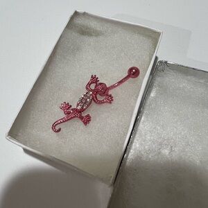 Pink Lizard Belly Button Ring
